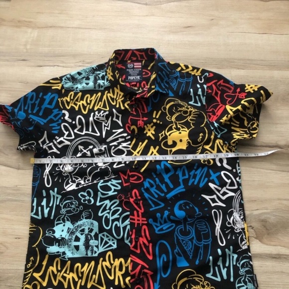Phat Farm x Popeye Multicolor Graffiti Button Down Shirt - Picture 4 of 7